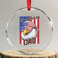 All American Dad 4th of July Crystal Glass Ornament Daddy Eagle USA