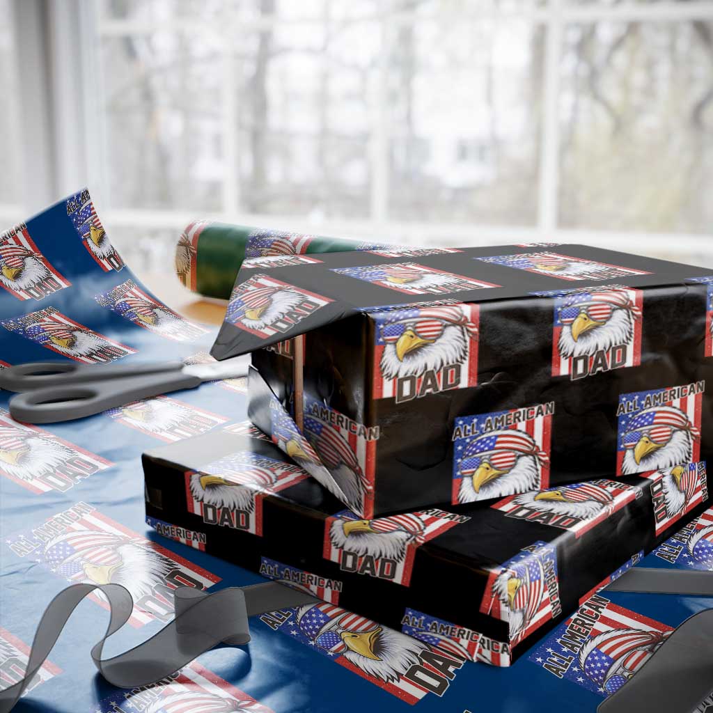 All American Dad 4th of July Wrapping Paper Roll Daddy Eagle USA