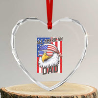 All American Dad 4th of July Heart Crystal Glass Ornament Daddy Eagle USA