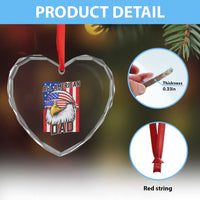 All American Dad 4th of July Heart Crystal Glass Ornament Daddy Eagle USA