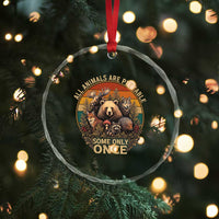All Animals Are Pettable Some Only Once Crystal Glass Ornament Retro Wild Animals