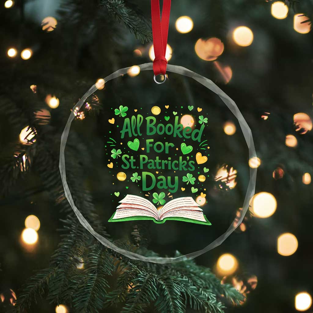 All Booked For St Patricks Day Crystal Glass Ornament Irish Bookworm Gift
