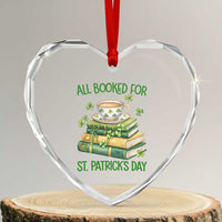 All Booked For St Patricks Day Heart Crystal Glass Ornament Gift For Book Lovers