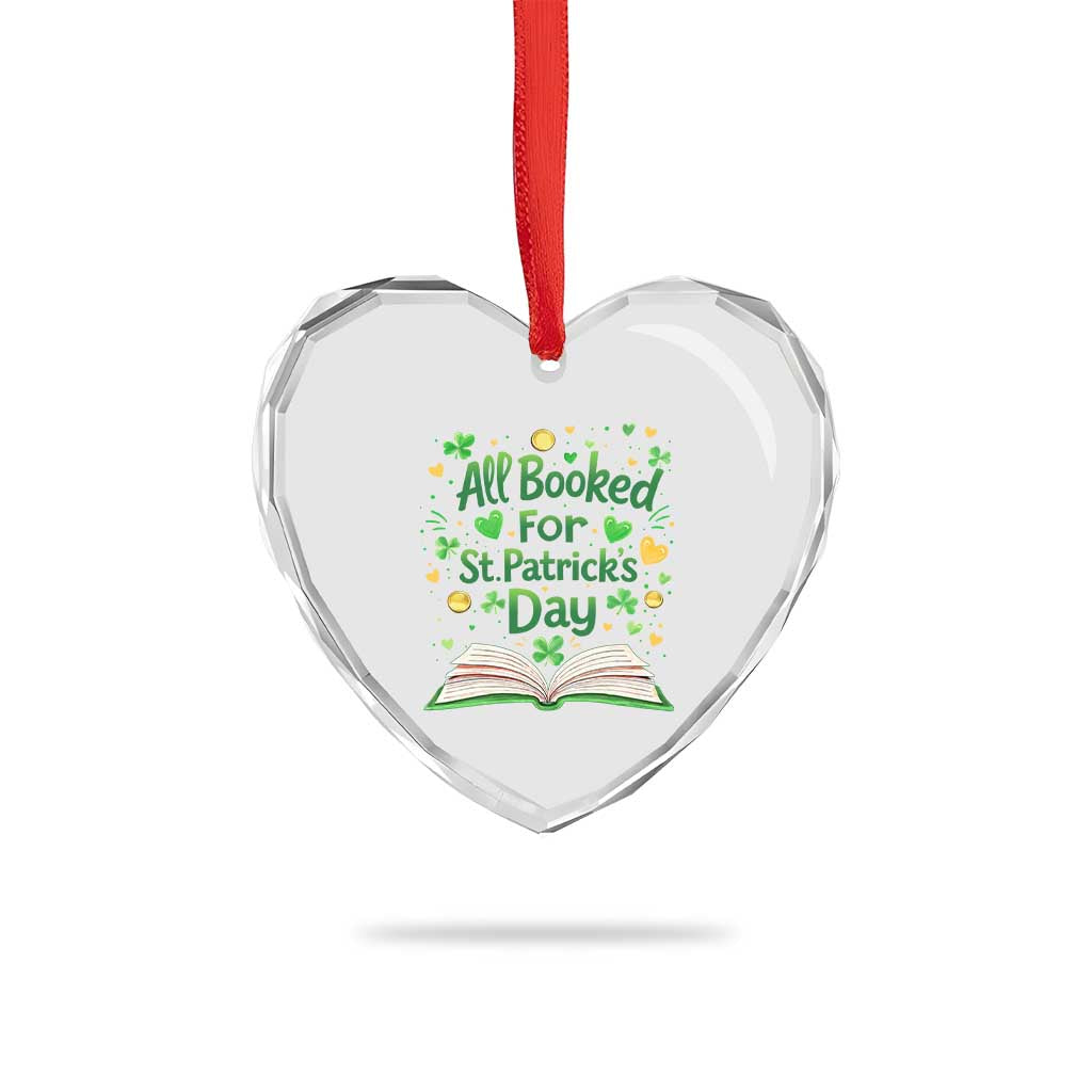 All Booked For St Patricks Day Heart Crystal Glass Ornament Irish Bookworm Gift