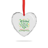 All Booked For St Patricks Day Heart Crystal Glass Ornament Irish Bookworm Gift