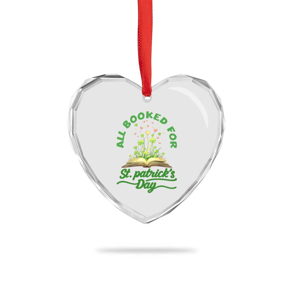 All Booked For St Patricks Day Heart Crystal Glass Ornament Irish Reader Gift