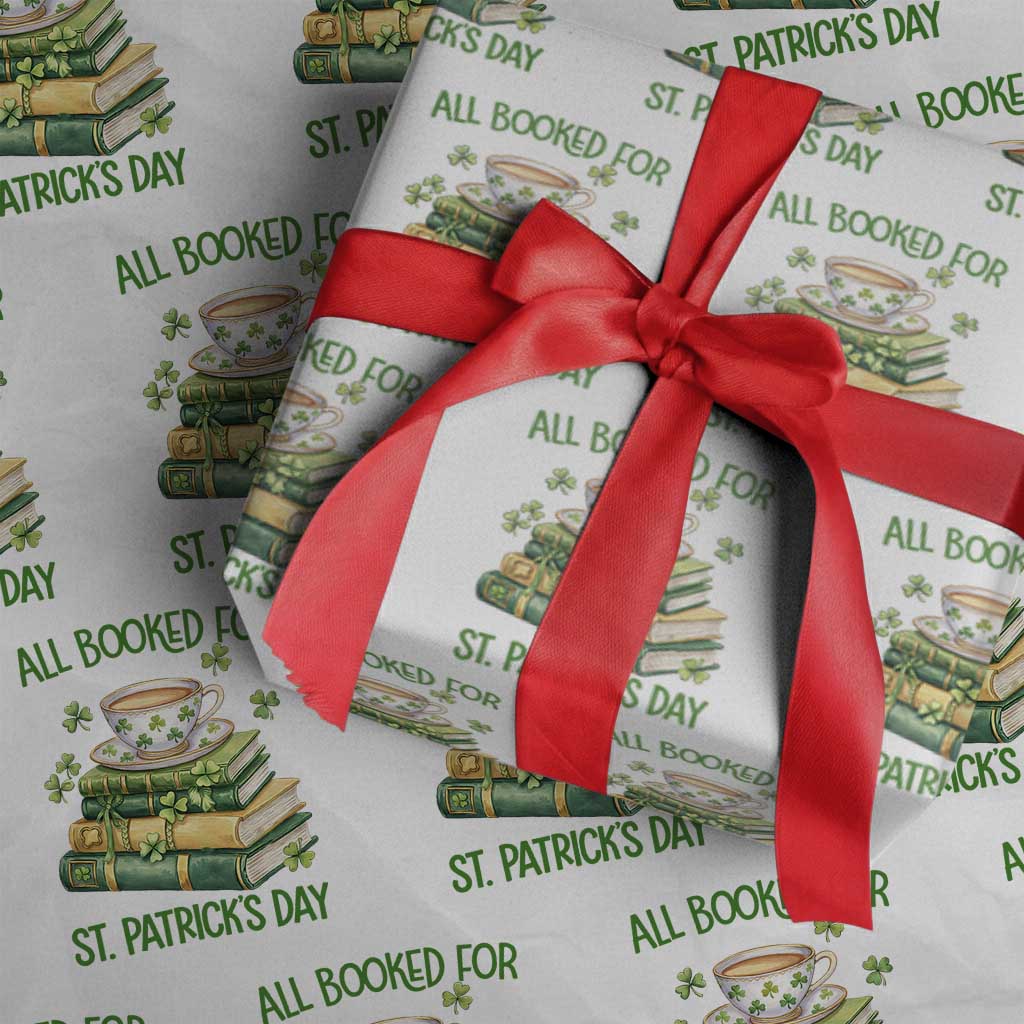 All Booked For St Patricks Day Wrapping Paper Roll Gift For Book Lovers