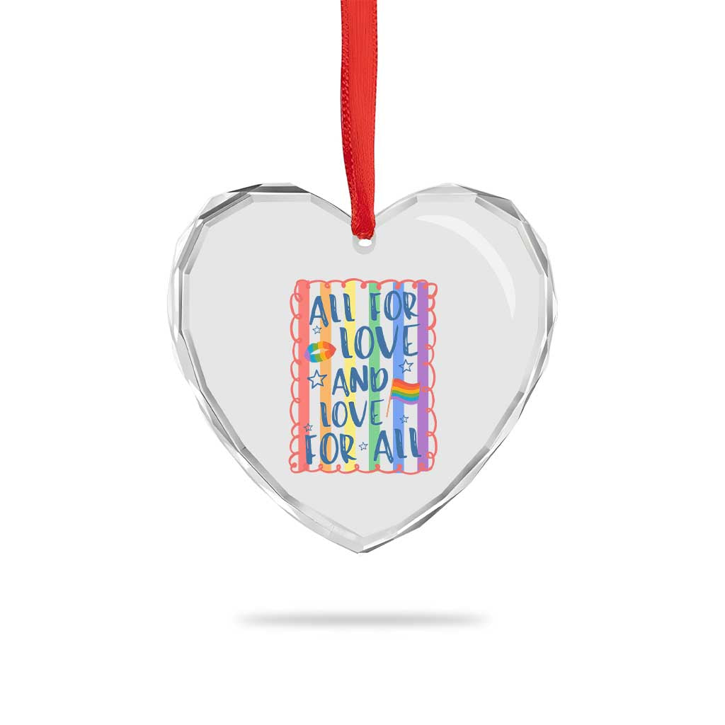 All For Love And Love For All Heart Crystal Glass Ornament Pride Month LGBT Support