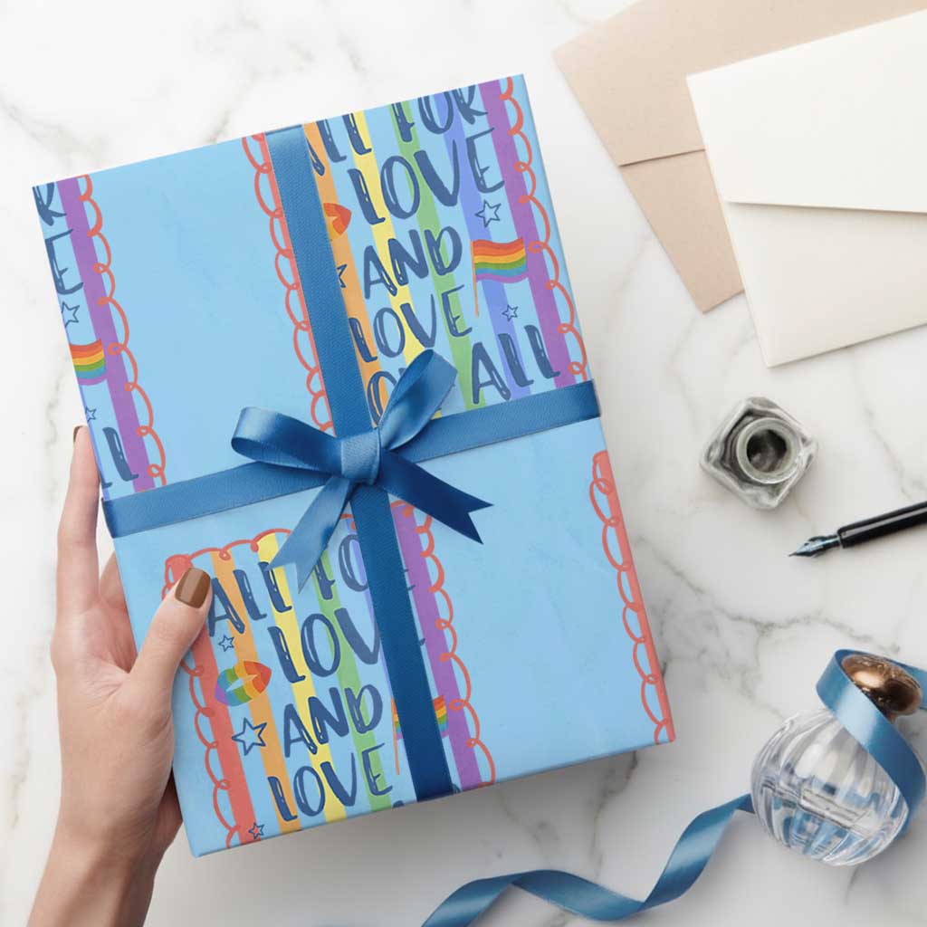 All For Love And Love For All Wrapping Paper Roll Pride Month LGBT Support