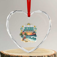 All I Need Is Jesus And The Beach Heart Crystal Glass Ornament Christian Summer Faith Graphic