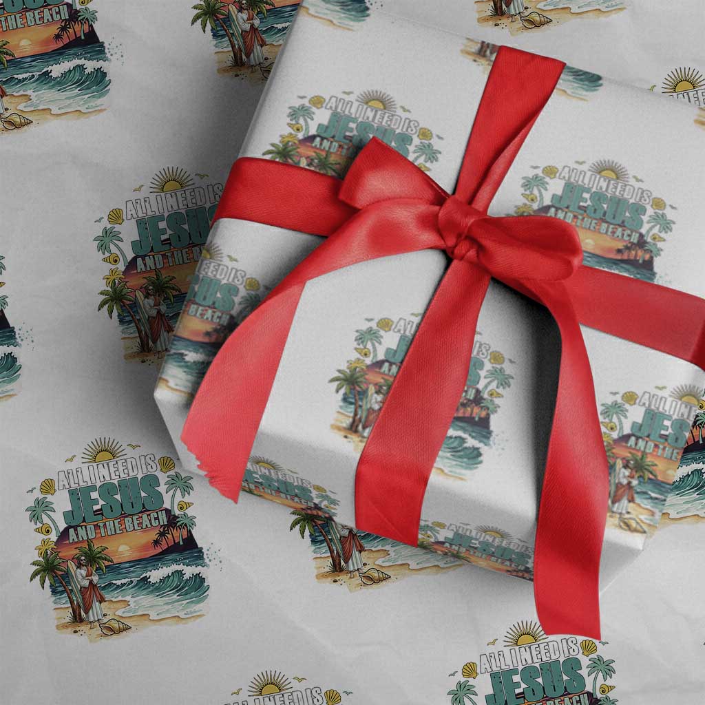 All I Need Is Jesus And The Beach Wrapping Paper Roll Christian Summer Faith Graphic