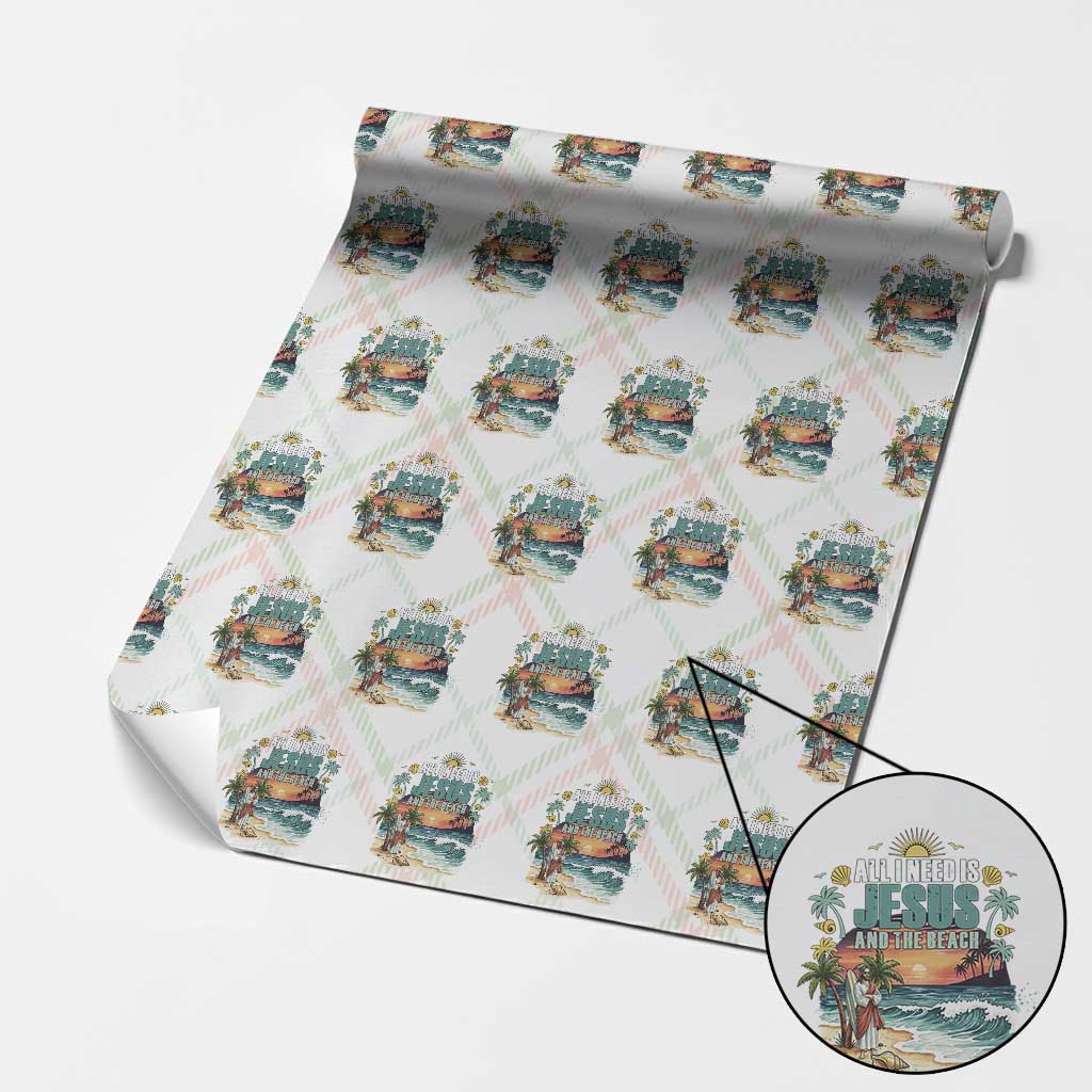 All I Need Is Jesus And The Beach Wrapping Paper Roll Christian Summer Faith Graphic