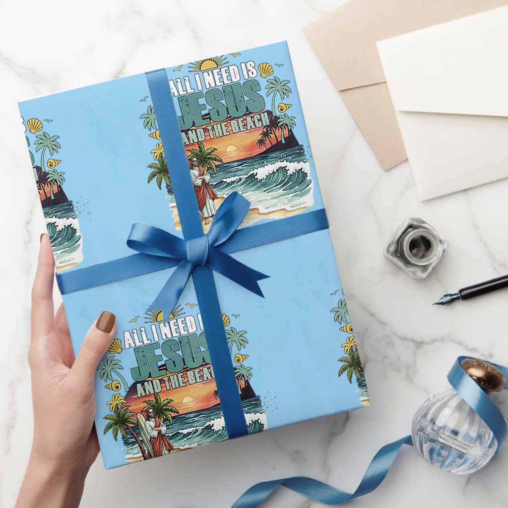 All I Need Is Jesus And The Beach Wrapping Paper Roll Christian Summer Faith Graphic