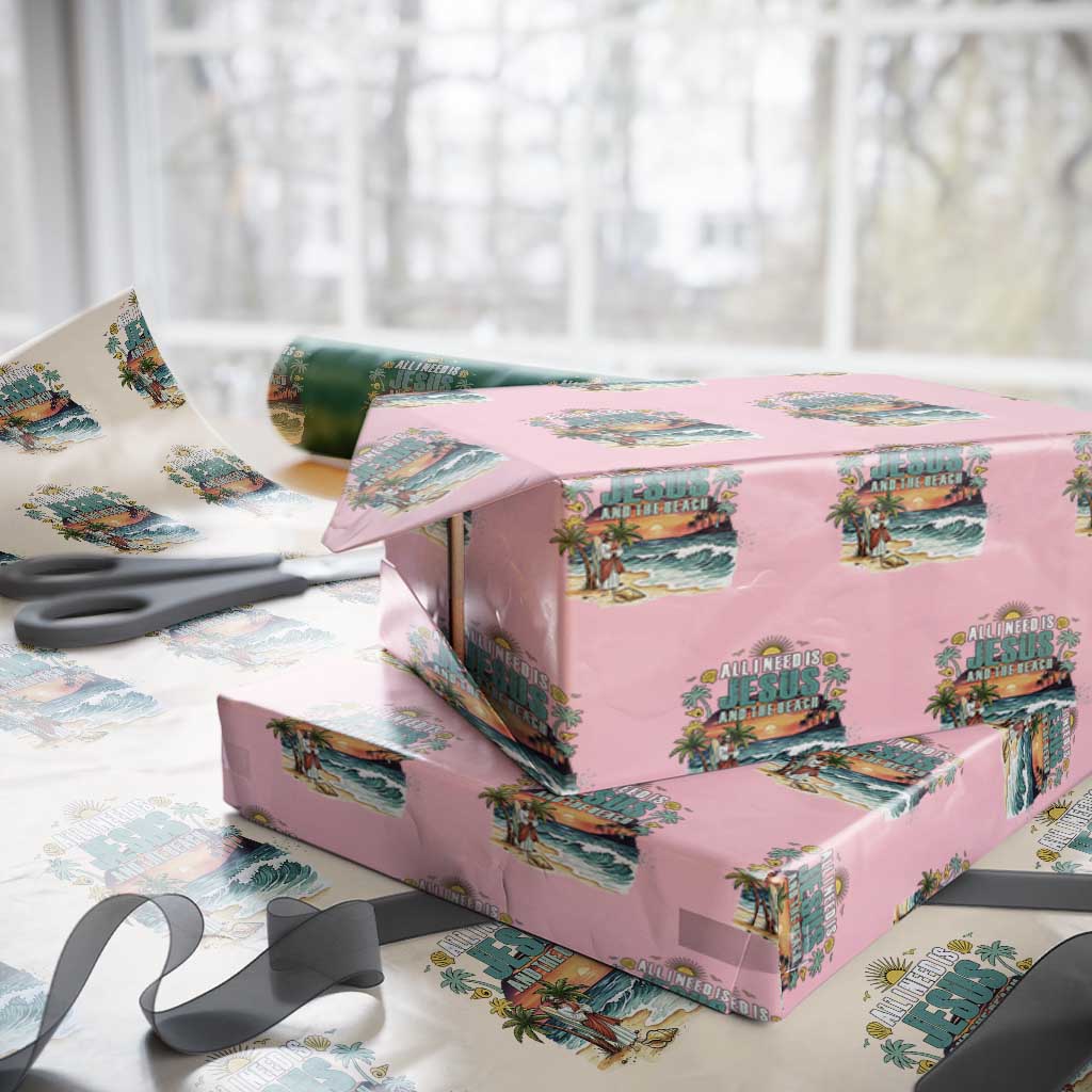 All I Need Is Jesus And The Beach Wrapping Paper Roll Christian Summer Faith Graphic