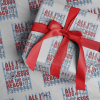 All I Need Is Jesus And The Beach Wrapping Paper Roll Striped Christian Summer Graphic