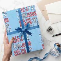 All I Need Is Jesus And The Beach Wrapping Paper Roll Striped Christian Summer Graphic
