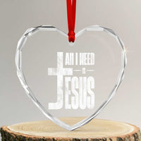 All I Need Is Jesus Heart Crystal Glass Ornament Christian Believer Faith God Religious - Wonder Print Shop