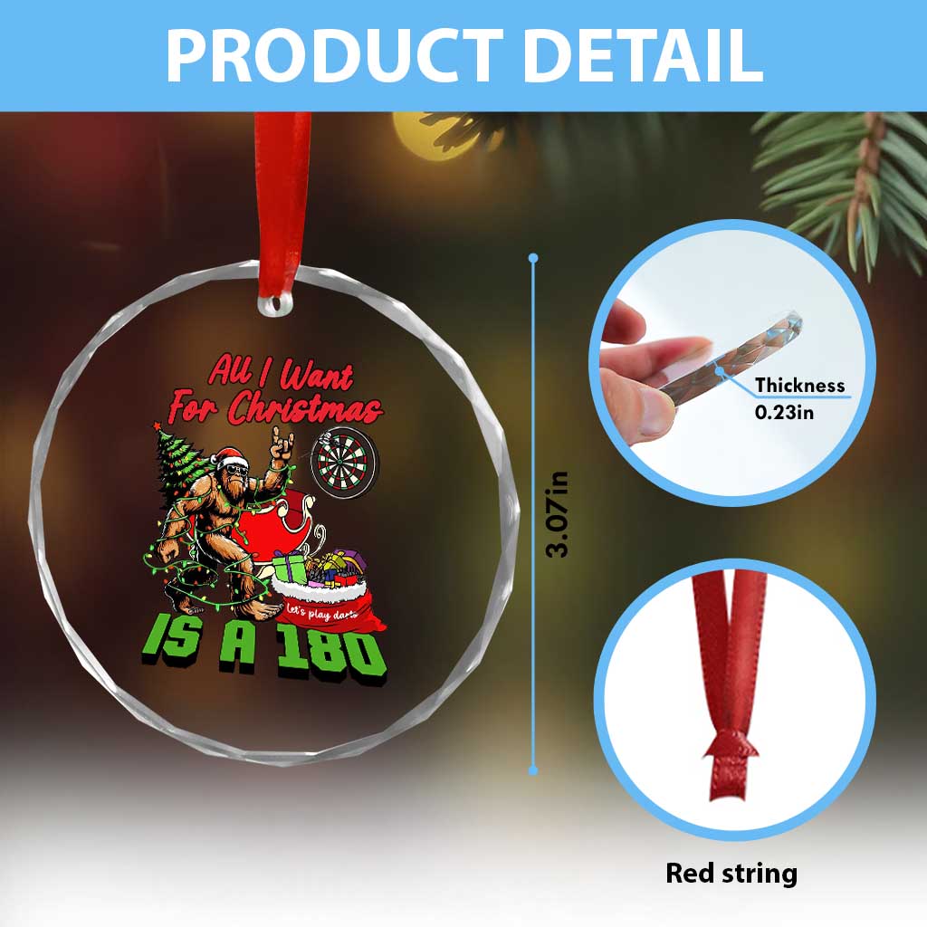 All I Want For Christmas Is A 180 Crystal Glass Ornament Bigfoot Lover Dartist Gift - Wonder Print Shop