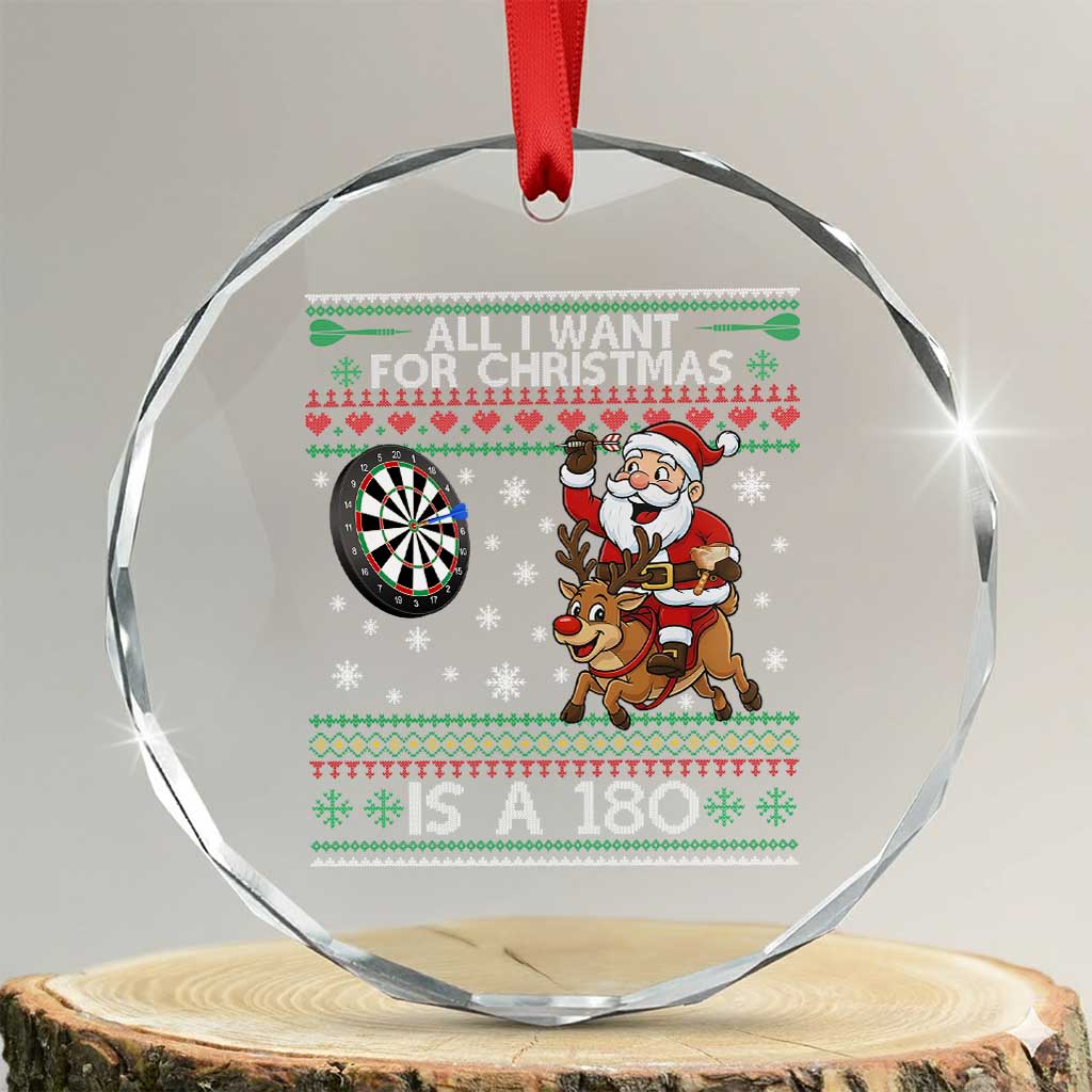 All I Want For Christmas Is A 180 Crystal Glass Ornament Santa Dart Player Xmas Gift - Wonder Print Shop