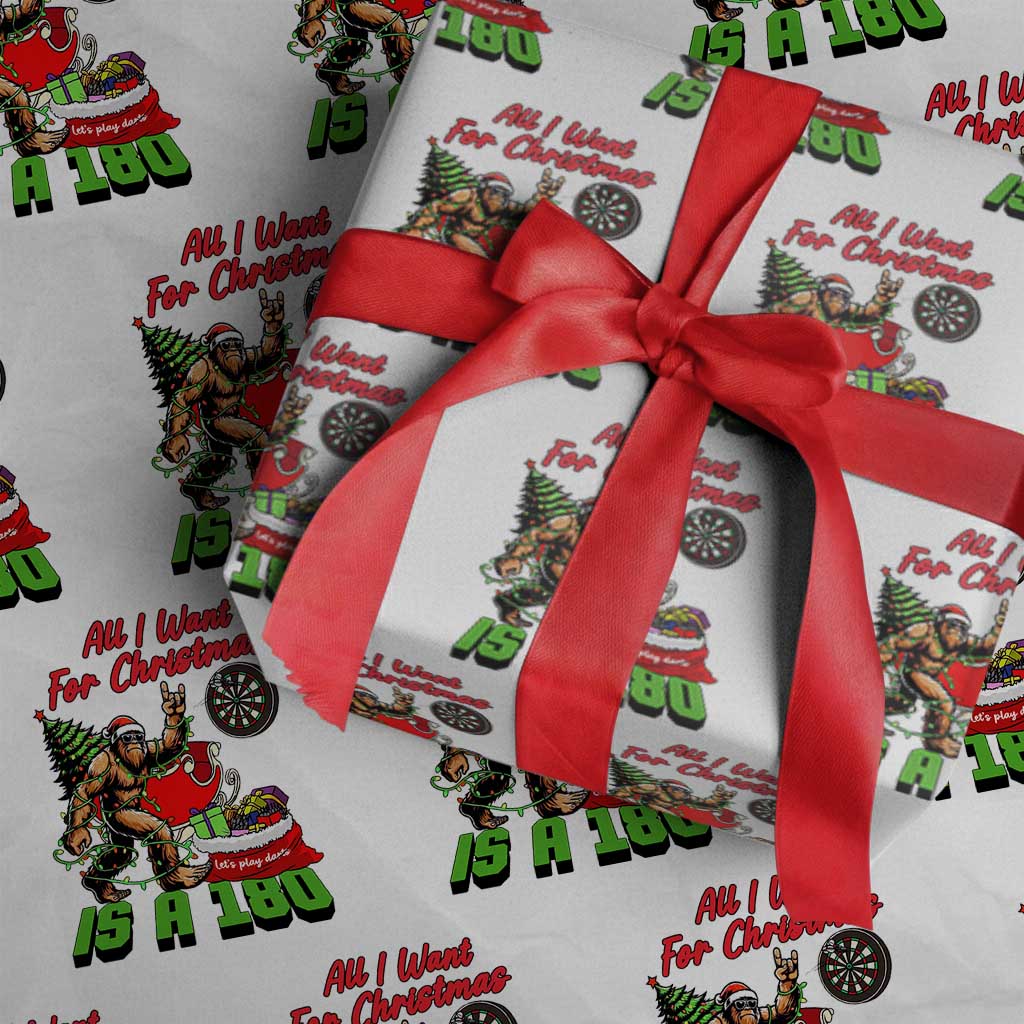 All I Want For Christmas Is A 180 Wrapping Paper Roll Bigfoot Lover Dartist Gift - Wonder Print Shop