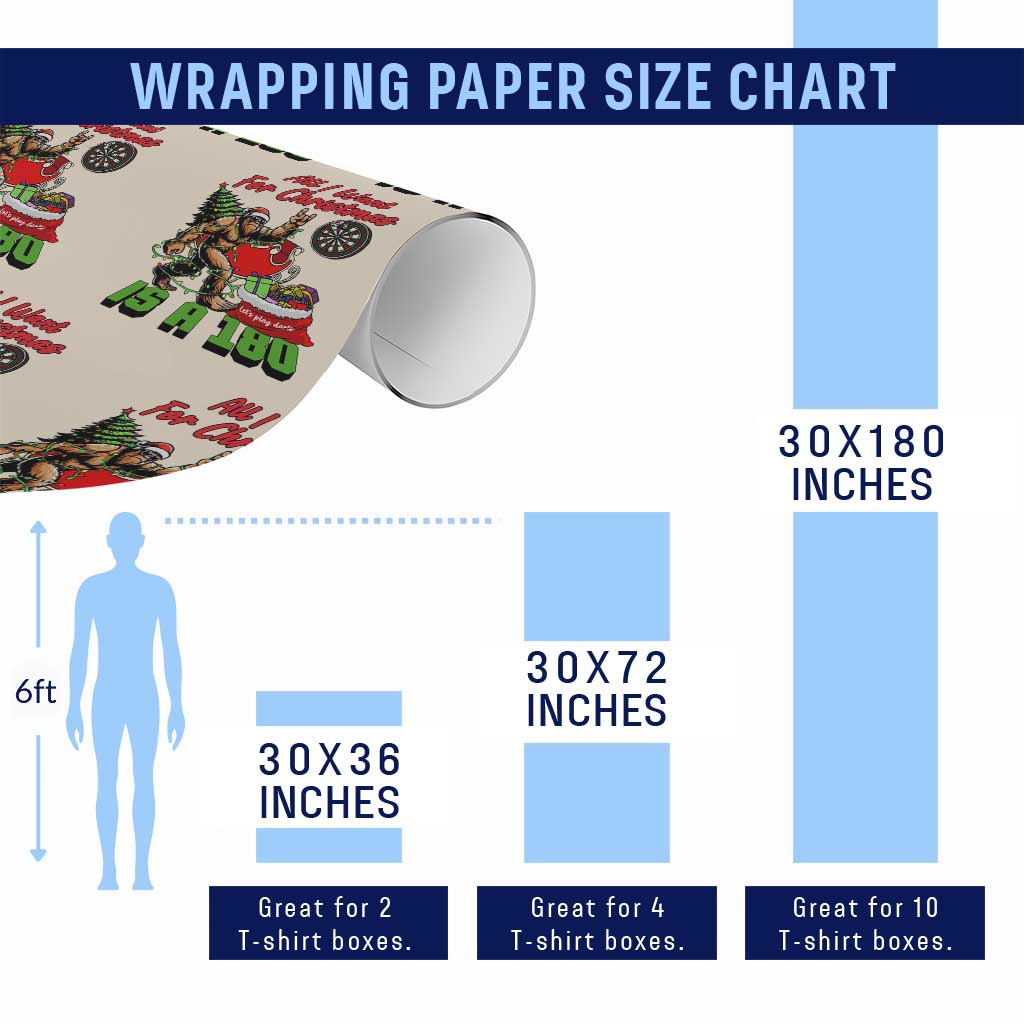All I Want For Christmas Is A 180 Wrapping Paper Roll Bigfoot Lover Dartist Gift - Wonder Print Shop