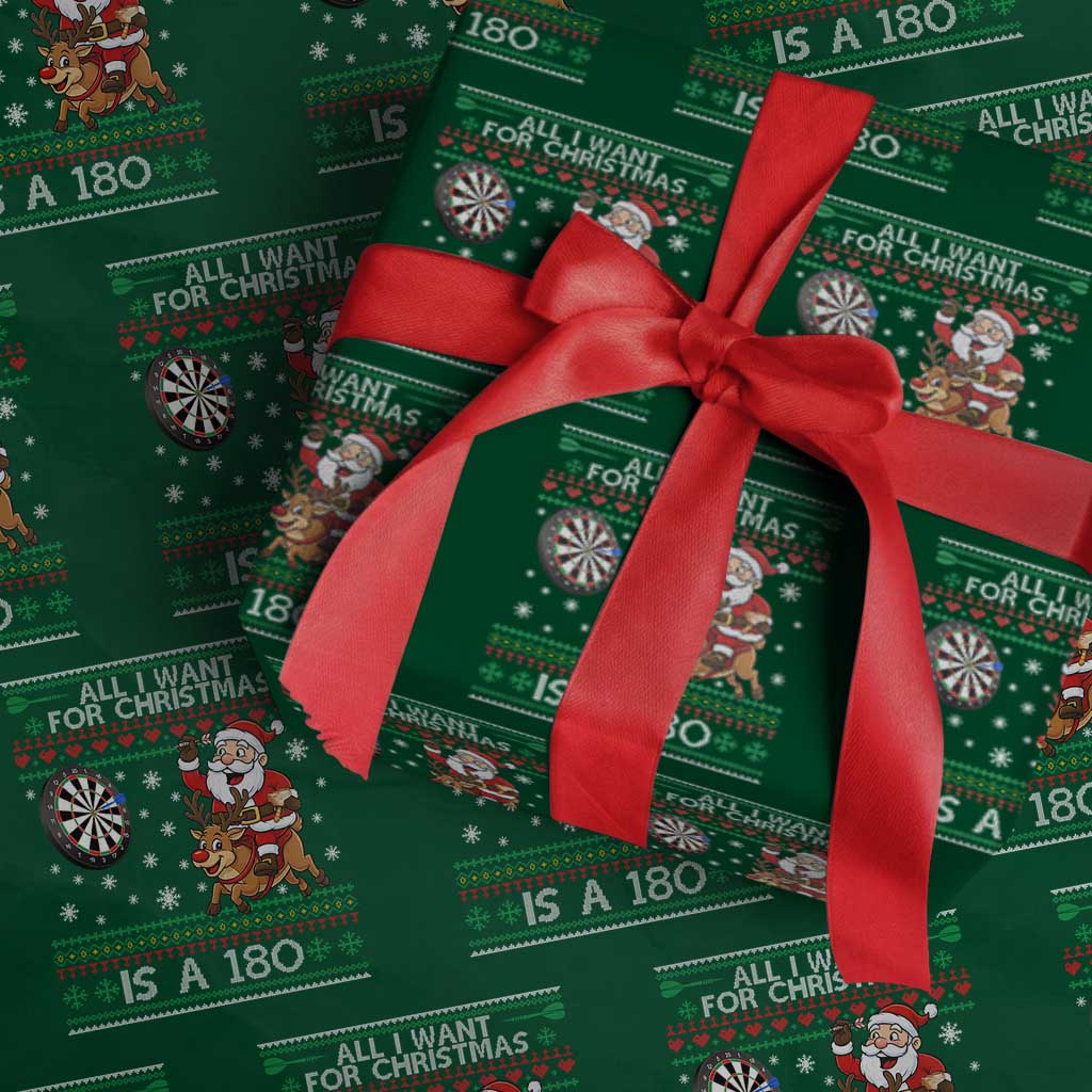 All I Want For Christmas Is A 180 Wrapping Paper Roll Santa Dart Player Xmas Gift - Wonder Print Shop