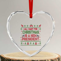 All I Want For Christmas Is A New President Heart Crystal Glass Ornament Funny Democrat Christmas - Wonder Print Shop
