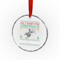All I Want For Christmas Is Bull Riding Crystal Glass Ornament Skeleton Cowboy Ugly Sweater Gift - Wonder Print Shop