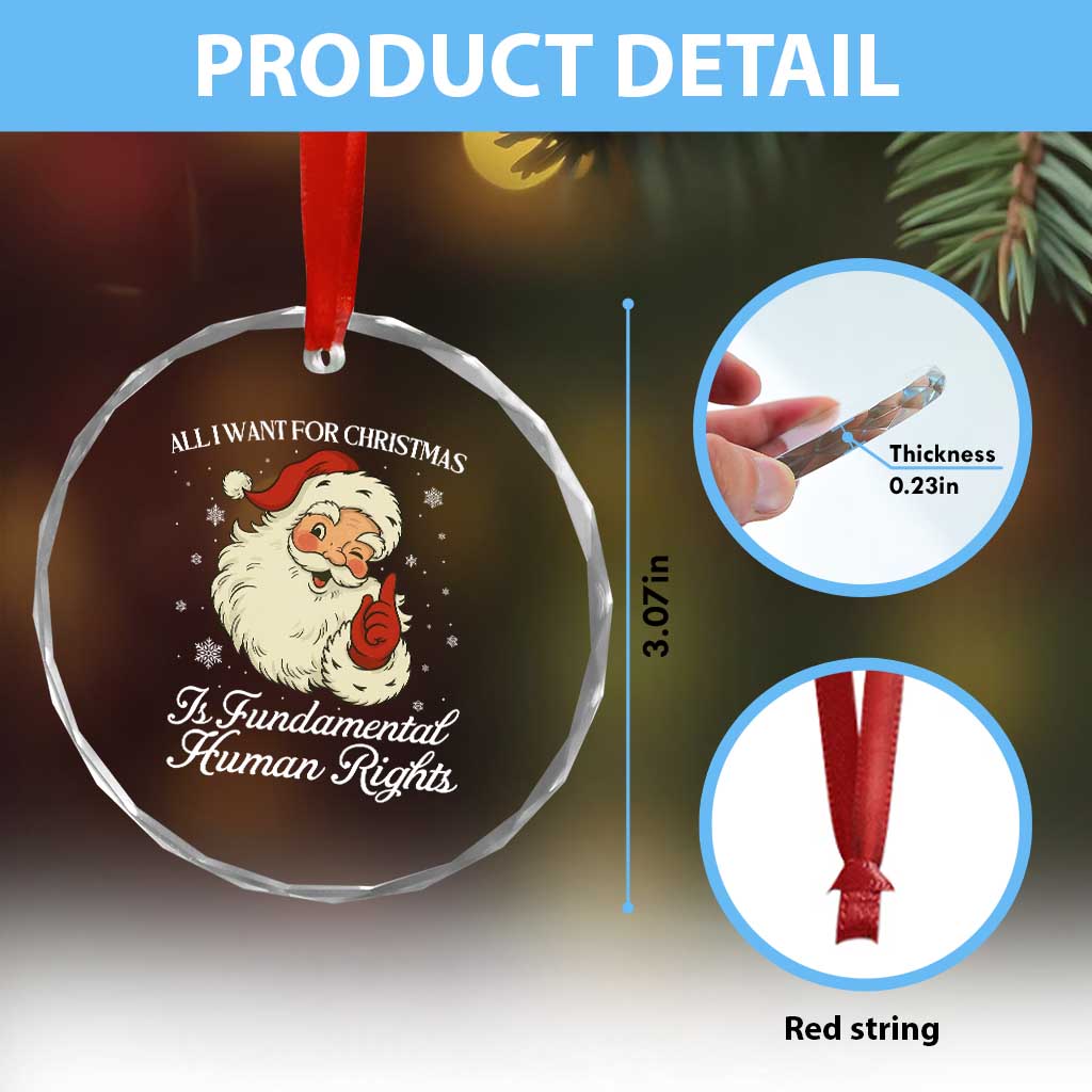 All I Want For Christmas Is Fundamental Human Rights Crystal Glass Ornament Xmas Supporters Gift - Wonder Print Shop