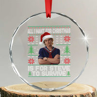 All I Want for Christmas is Steve to Survive Crystal Glass Ornament Stranger Xmas Wishes Fan Gift - Wonder Print Shop