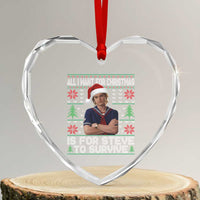All I Want for Christmas is Steve to Survive Heart Crystal Glass Ornament Stranger Xmas Wishes Fan Gift - Wonder Print Shop