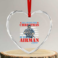 All I Want For Xmas Is My Airman Home Heart Crystal Glass Ornament - Wonder Print Shop