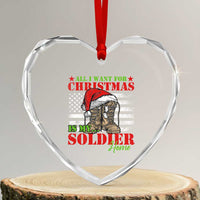 All I Want For Xmas Is My Soldier Home Heart Crystal Glass Ornament - Wonder Print Shop