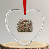 All Plants Are Edible Some Only Once Heart Crystal Glass Ornament Vintage Mushroom Skull Gothic Plant Lover