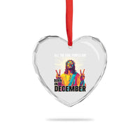 All the Cool People Are Born in December Heart Crystal Glass Ornament Funny Trippy Neon Jesus Birthday Meme - Wonder Print Shop