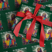 All the Cool People Are Born in December Wrapping Paper Roll Funny Trippy Neon Jesus Birthday Meme - Wonder Print Shop