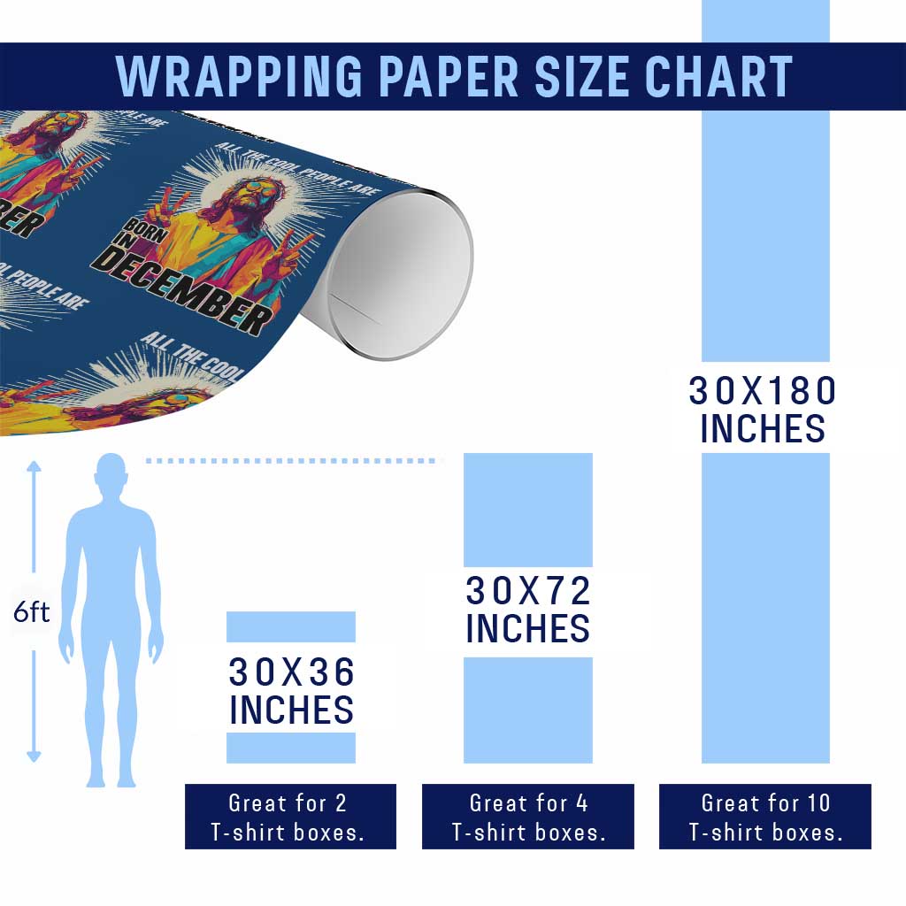 All the Cool People Are Born in December Wrapping Paper Roll Funny Trippy Neon Jesus Birthday Meme - Wonder Print Shop