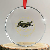 Alligator Alcatraz 2025 Crystal Glass Ornament Gator Lockdown Political Satire Barbed Wire Swamp Humor TS02