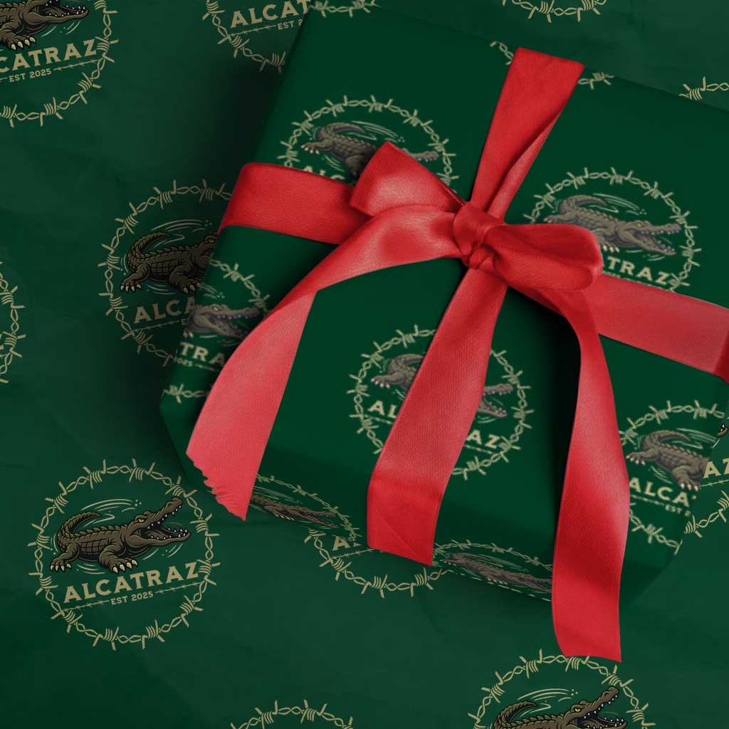 Alligator Alcatraz 2025 Wrapping Paper Roll Gator Lockdown Political Satire Barbed Wire Swamp Humor - Wonder Print Shop