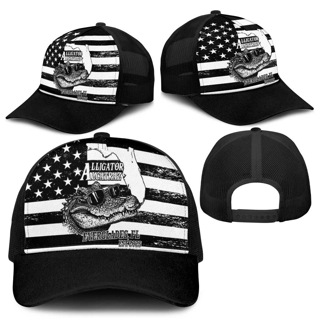 Alligator Alcatraz Baseball Net Cap Cool Gator Everglades USA Grunge Flag LT14