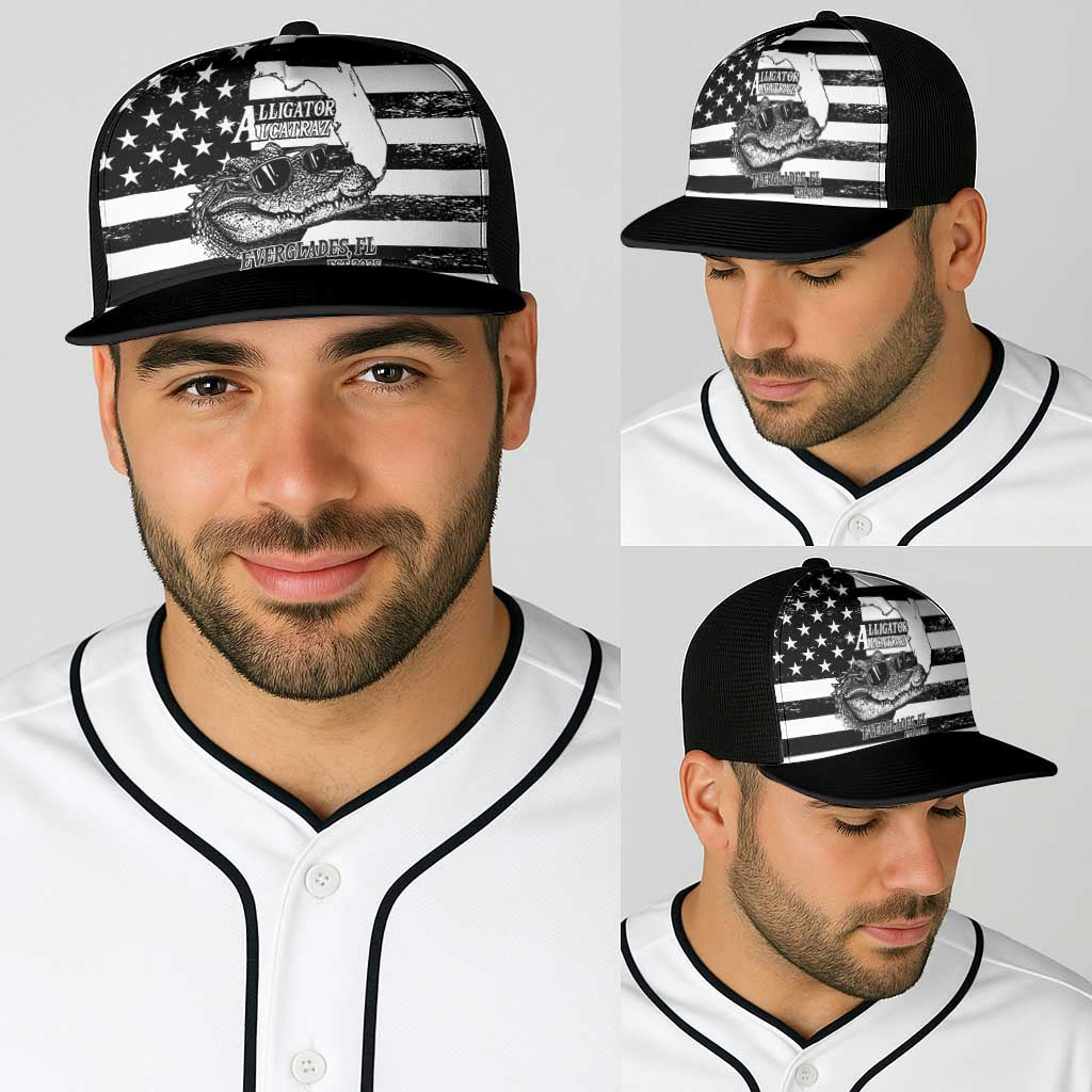 Alligator Alcatraz Baseball Net Cap Cool Gator Everglades USA Grunge Flag LT14