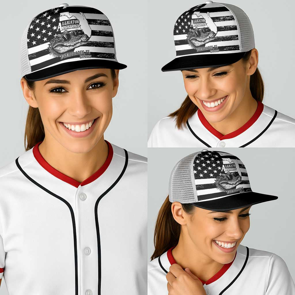 Alligator Alcatraz Baseball Net Cap Cool Gator Everglades USA Grunge Flag LT14