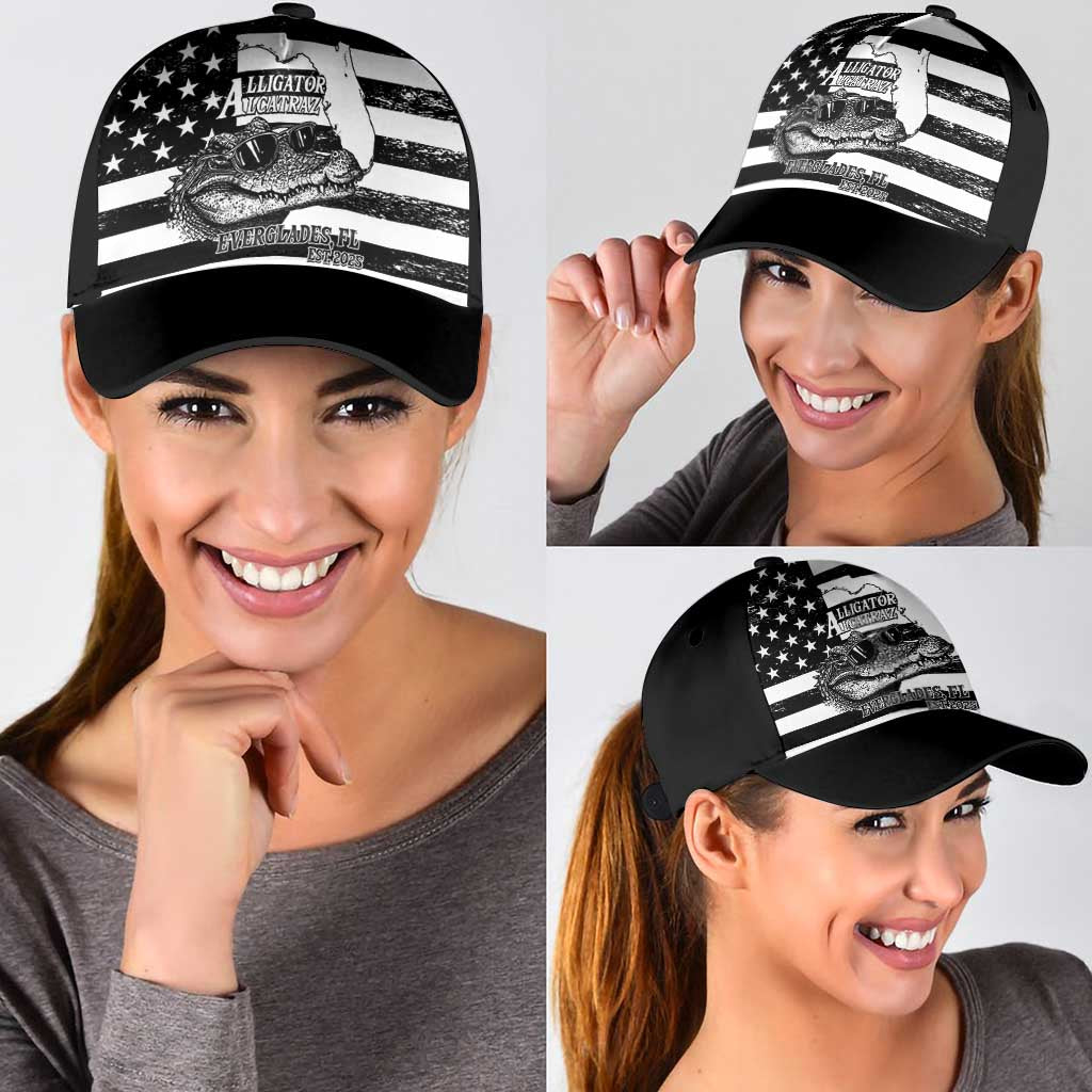 Alligator Alcatraz Classic Cap Cool Gator Everglades USA Grunge Flag LT14