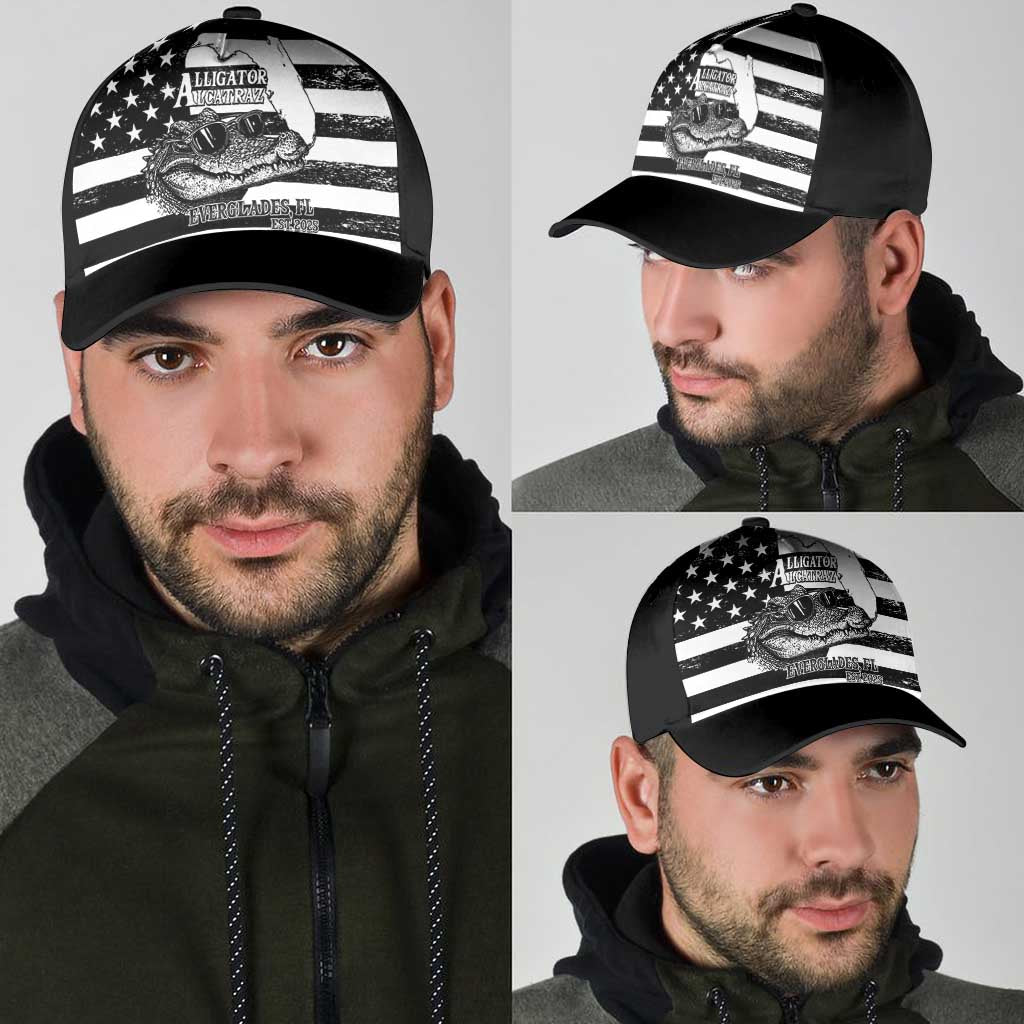 Alligator Alcatraz Classic Cap Cool Gator Everglades USA Grunge Flag LT14