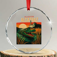 Alligator Alcatraz Crystal Glass Ornament Retro Florida Swamp Political Prison TS02
