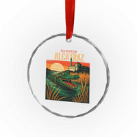 Alligator Alcatraz Crystal Glass Ornament Retro Florida Swamp Political Prison TS02