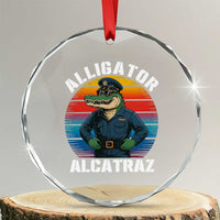Alligator Alcatraz Florida Crystal Glass Ornament Funny Gator Cop Political Humor Retro Sunset TS02