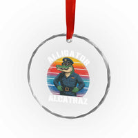 Alligator Alcatraz Florida Crystal Glass Ornament Funny Gator Cop Political Humor Retro Sunset TS02