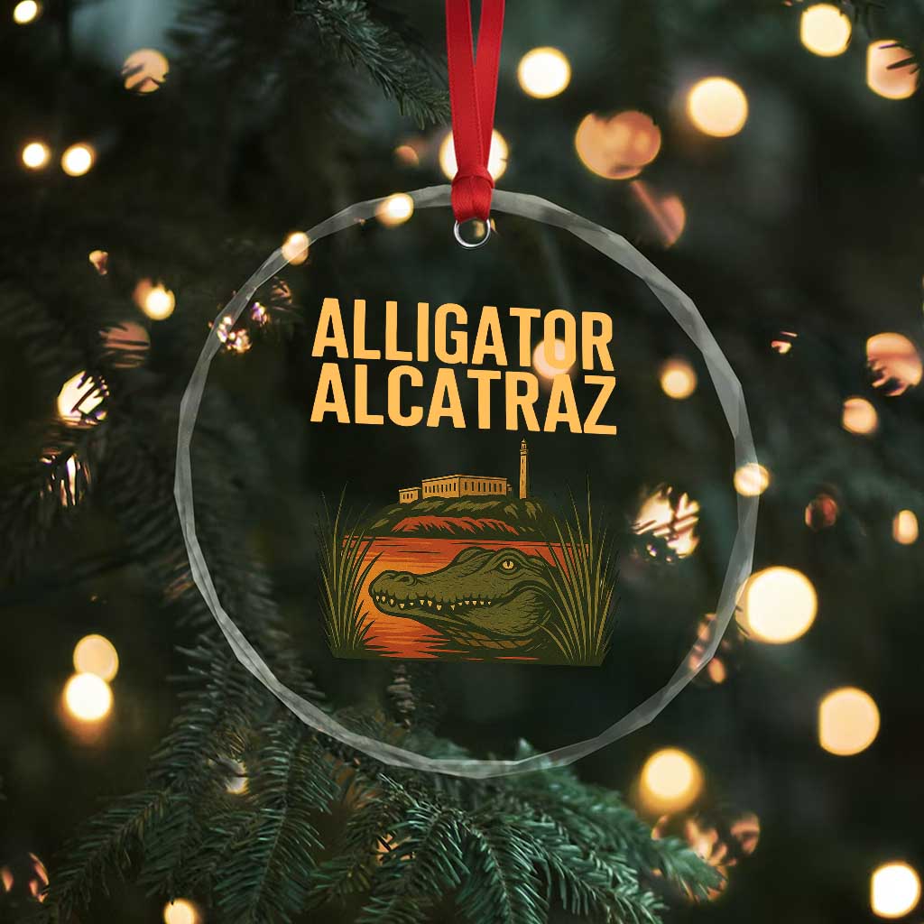 Alligator Alcatraz Florida Crystal Glass Ornament Political Swamp Prison Dark Humor TS02