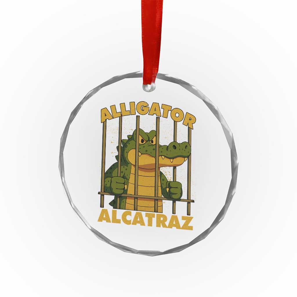 Alligator Alcatraz Florida Everglades Crystal Glass Ornament Funny Political Satire Meme - Wonder Print Shop